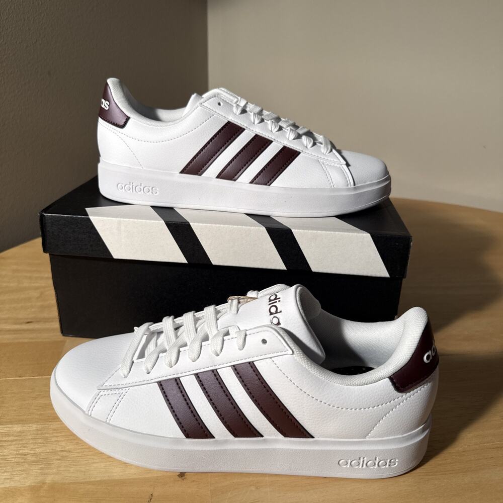 NIB adidas Womens Grand Court 2.0 Shoes Cloud White / Aurora Met Size 8.5 - Picture 3 of 11